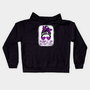 Purple up for military kids Messy bun Military child Month Kids Hoodie